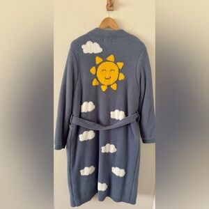Styled Collection X Hayderz Gray “Good Morning " Textured Belted Robe S/M Blue
